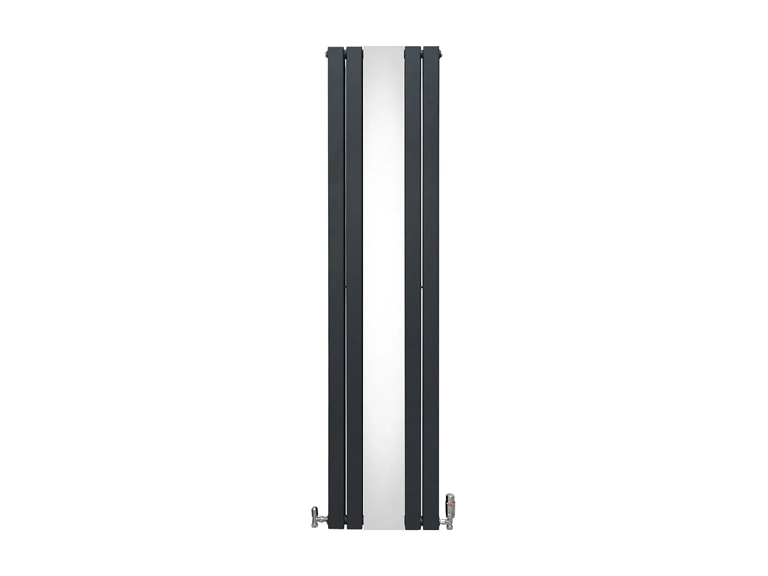 Radiador plano TVR com espelho e vÃ¡lvulas cromadas - 1800 mm x 425 mm - Cinza antracite