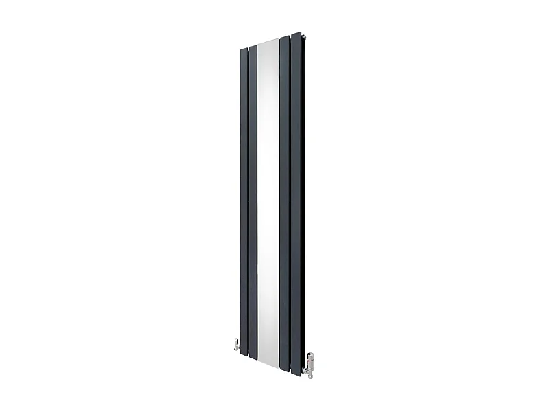 Radiateur Plat avec Miroir & Valves - 1800mm x 425mm – Gris Anthracite