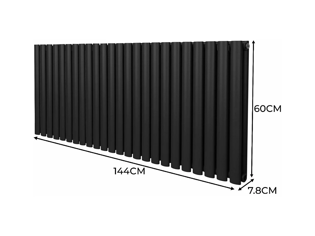 Radiador De Columna Ovalada Horizontal Negro 60cm x 144cm