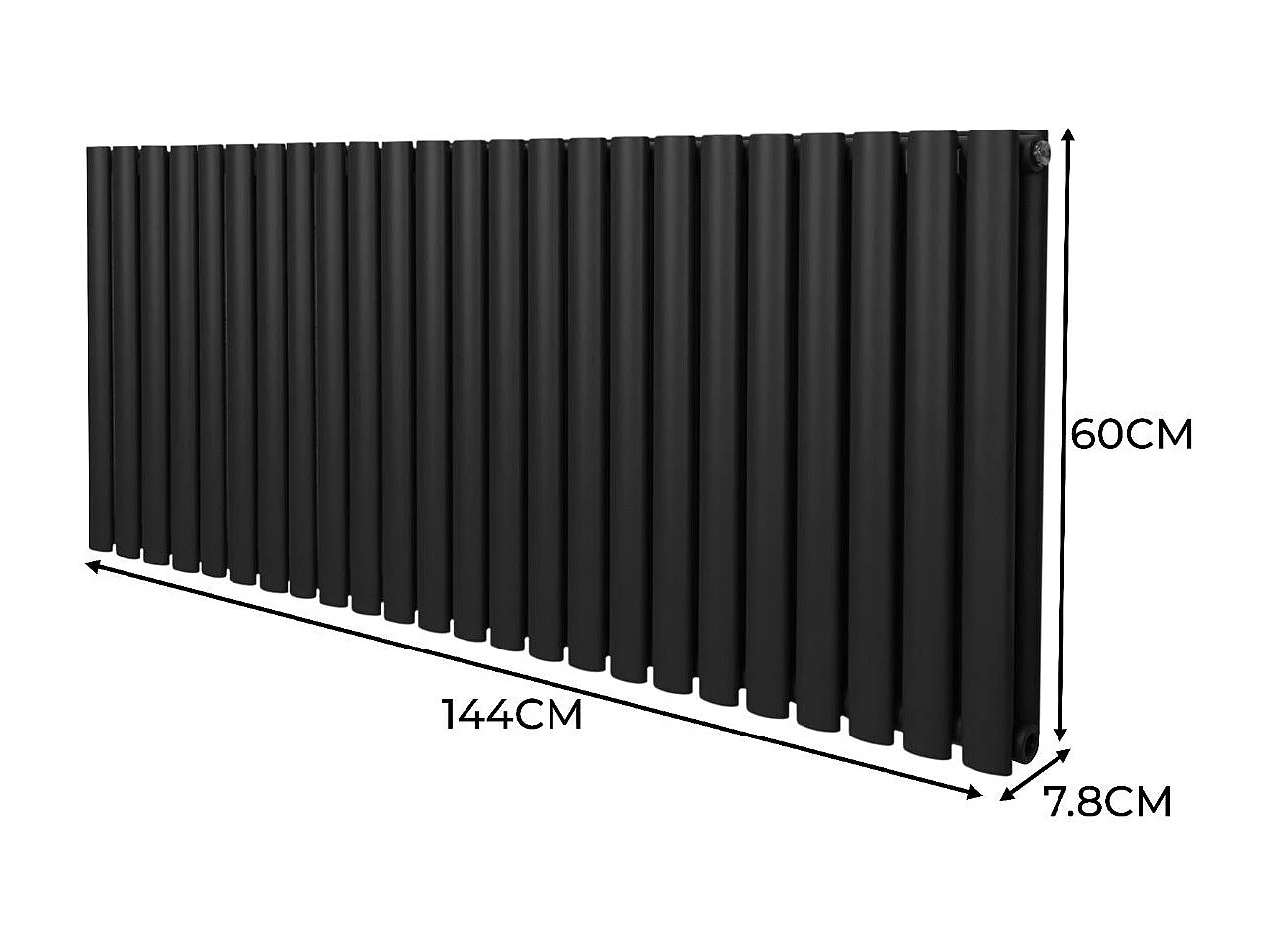 Oval Column Radiator – 600mm x 1440mm – Black