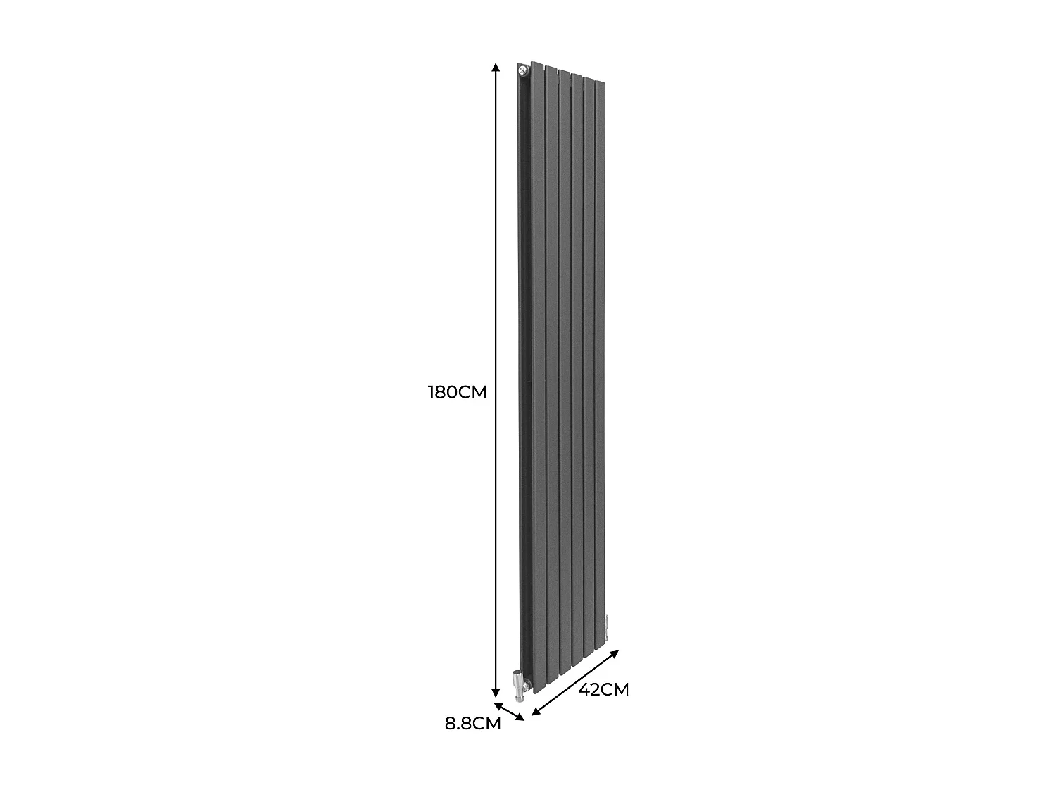 Radiateur Plat Gris Anthracite 180 cm x 42 cm