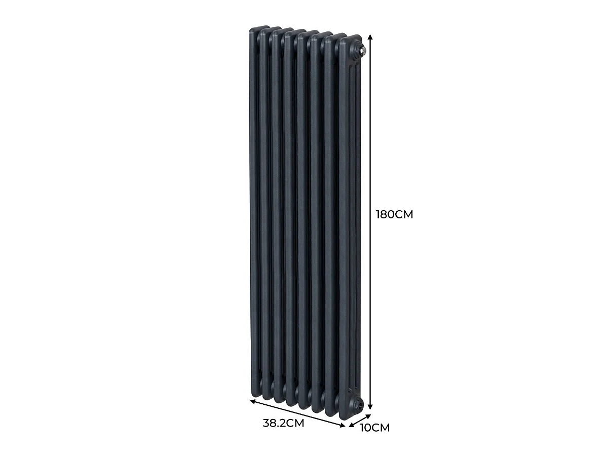 Radiateur Traditionnel à 3 Colonnes – 1800 x 382 mm – Gris Anthracite
