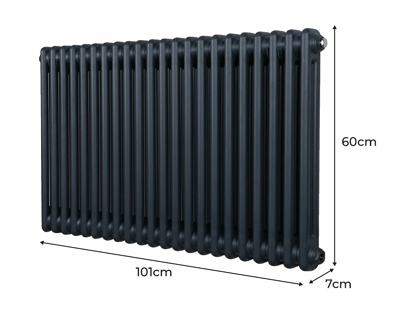 Radiatore Termosifone a 2 colonne - 600 x 1012mm - Grigio Antracite