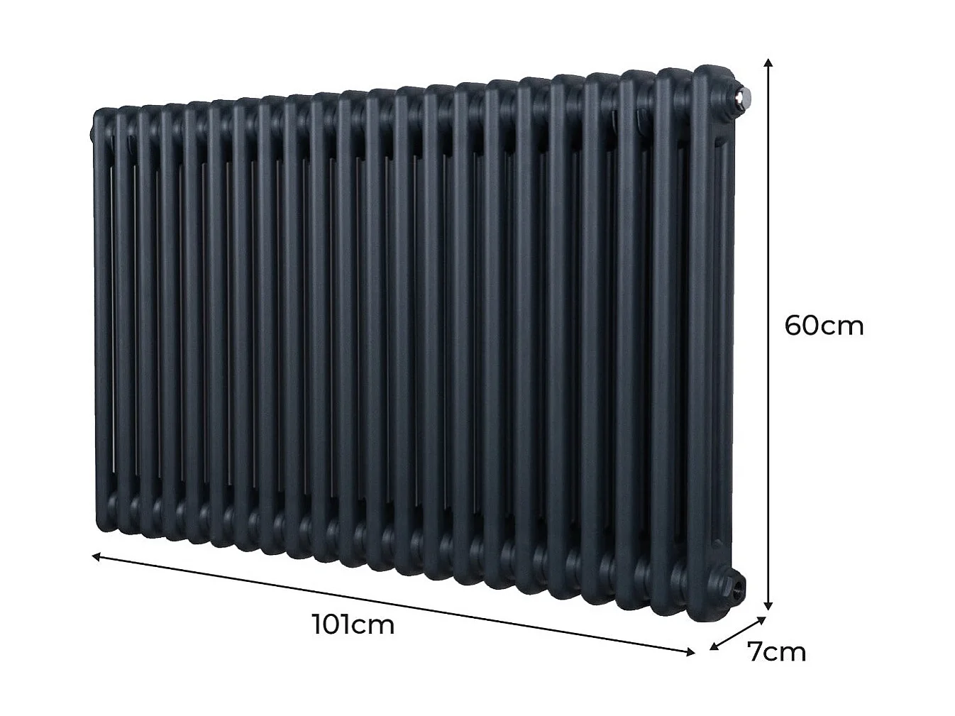 Traditional 2 Column Radiator - 600 x 1012mm - Anthracite Grey