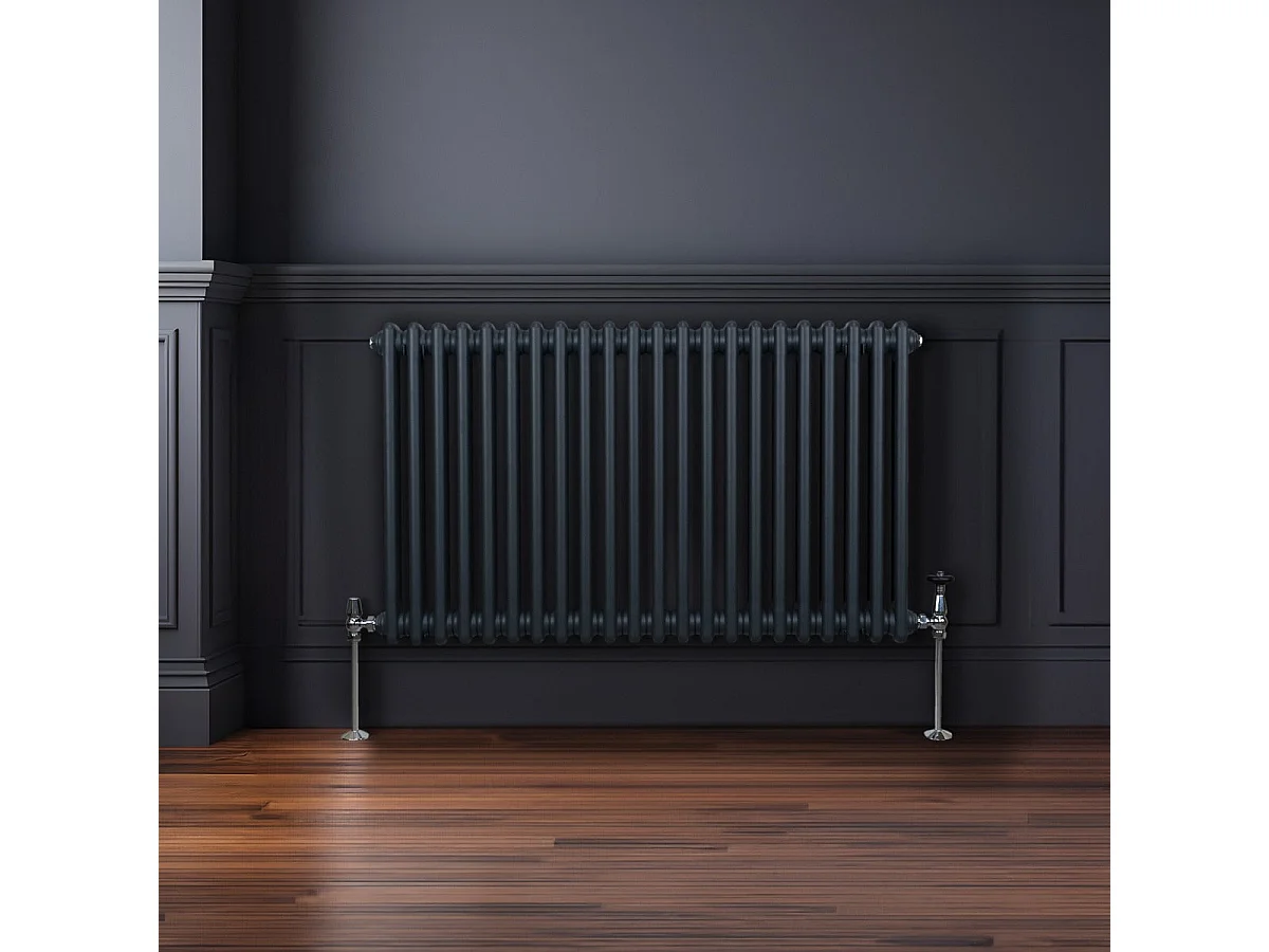 Traditional 2 Column Radiator - 600 x 1012mm - Anthracite Grey