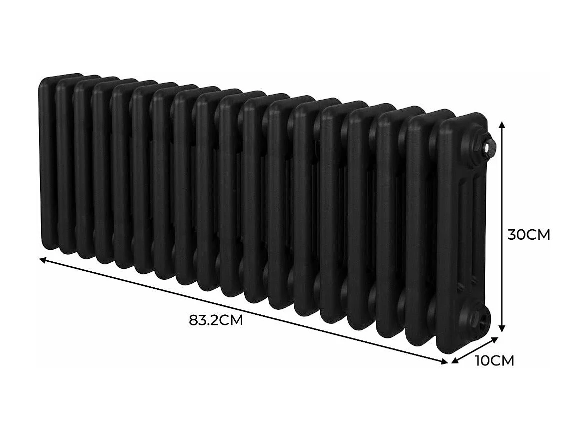 Traditioneller 3-Spalten-Heizkörper - 300 x 832 mm - Schwarz