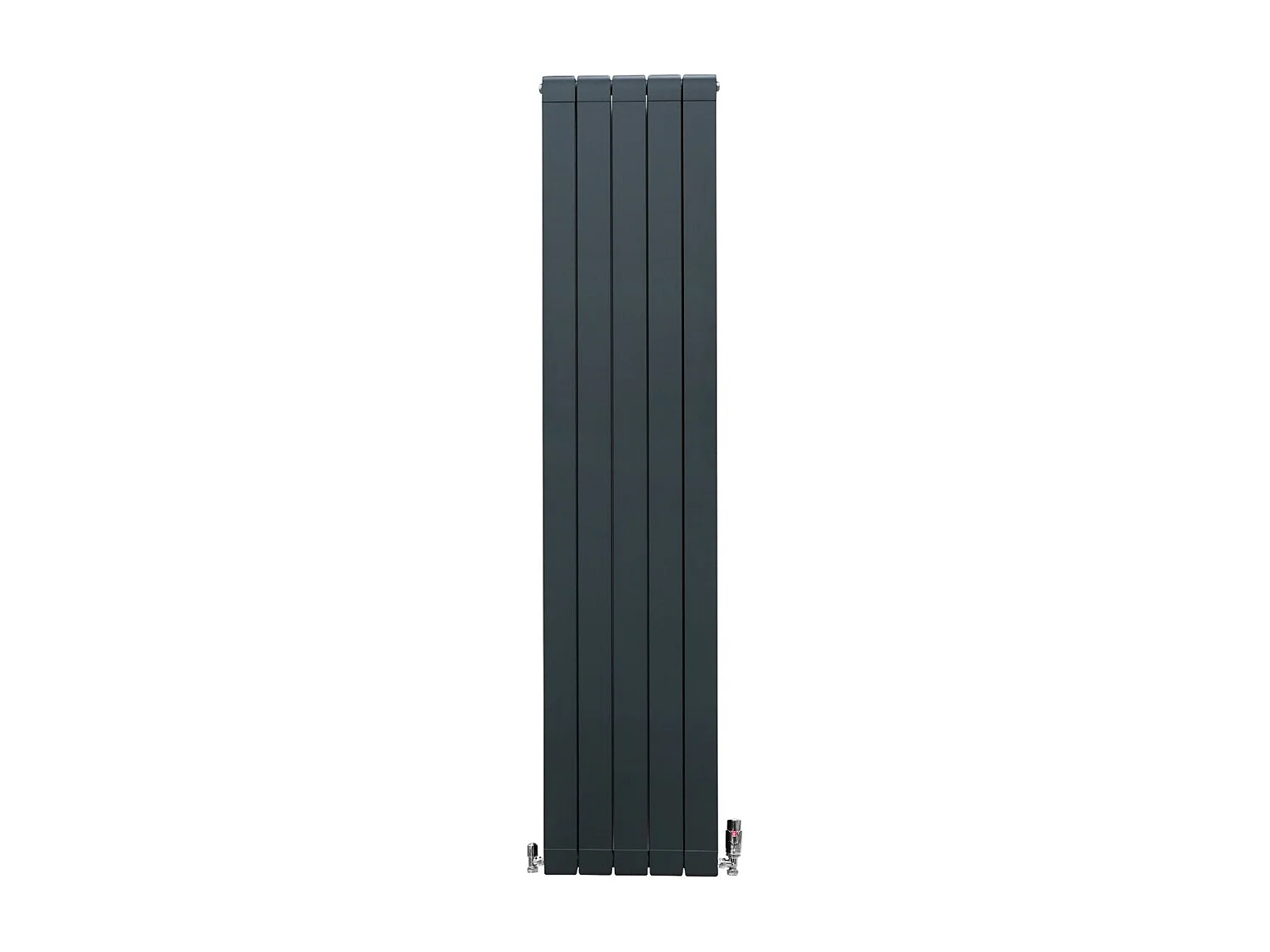 Grzejnik aluminiowy i zawory – 1800 mm x 395 mm – antracytowy szary