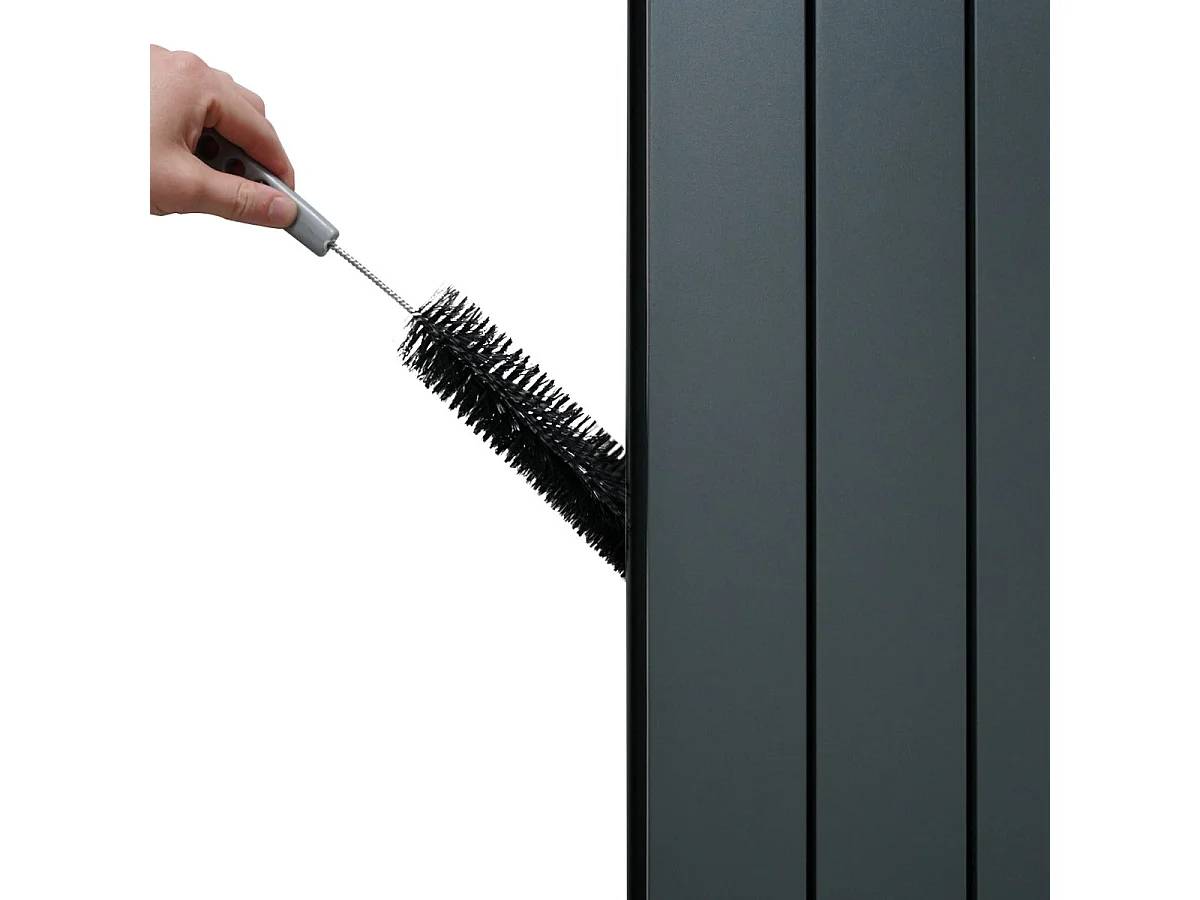 Grzejnik aluminiowy i zawory – 1800 mm x 395 mm – antracytowy szary