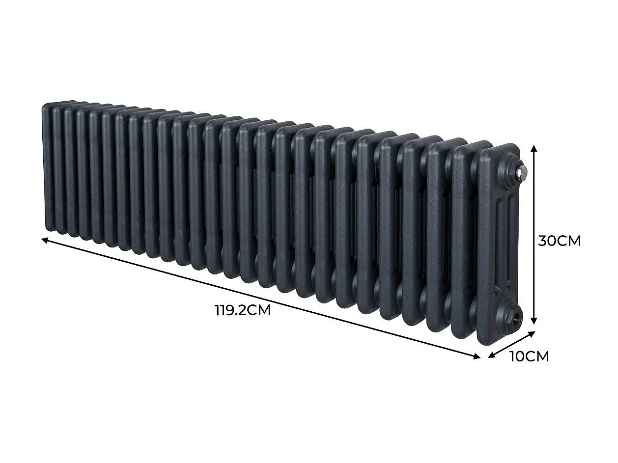 Tradycyjny grzejnik 3-kolumnowy - 300 x 1192 mm - antracytowy szary