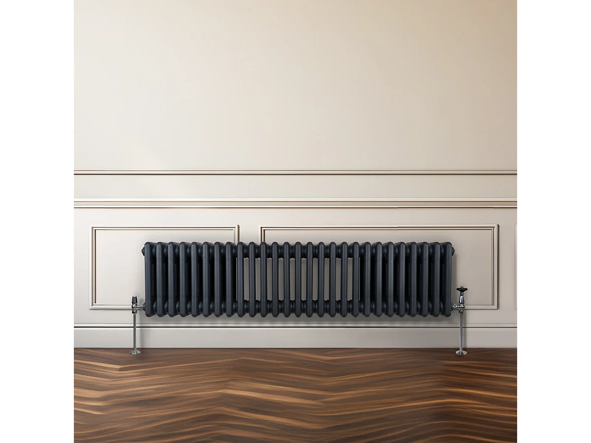 Traditionel 3-søjlet radiator - 300 x 1192 mm - Antracitgrå