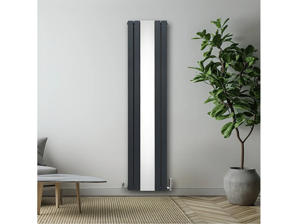 Grzejnik z płaskim lustrem - 1800 mm x 425 mm - antracytowy szary