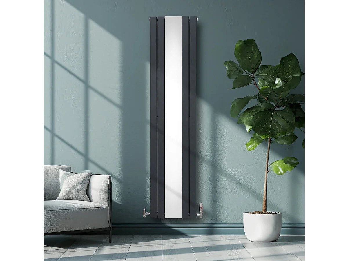 Flat speilradiator - 1800 mm x 425 mm - Antrasittgrå