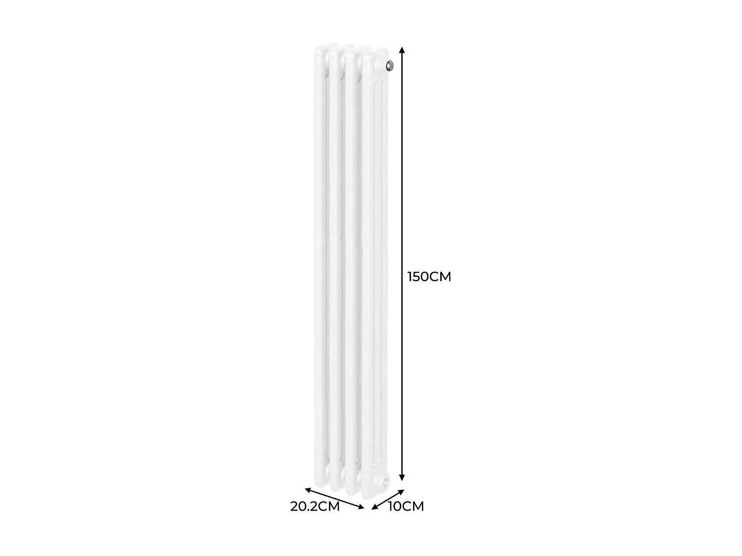 Tradycyjny grzejnik 3-kolumnowy - 1500 x 202 mm - biały