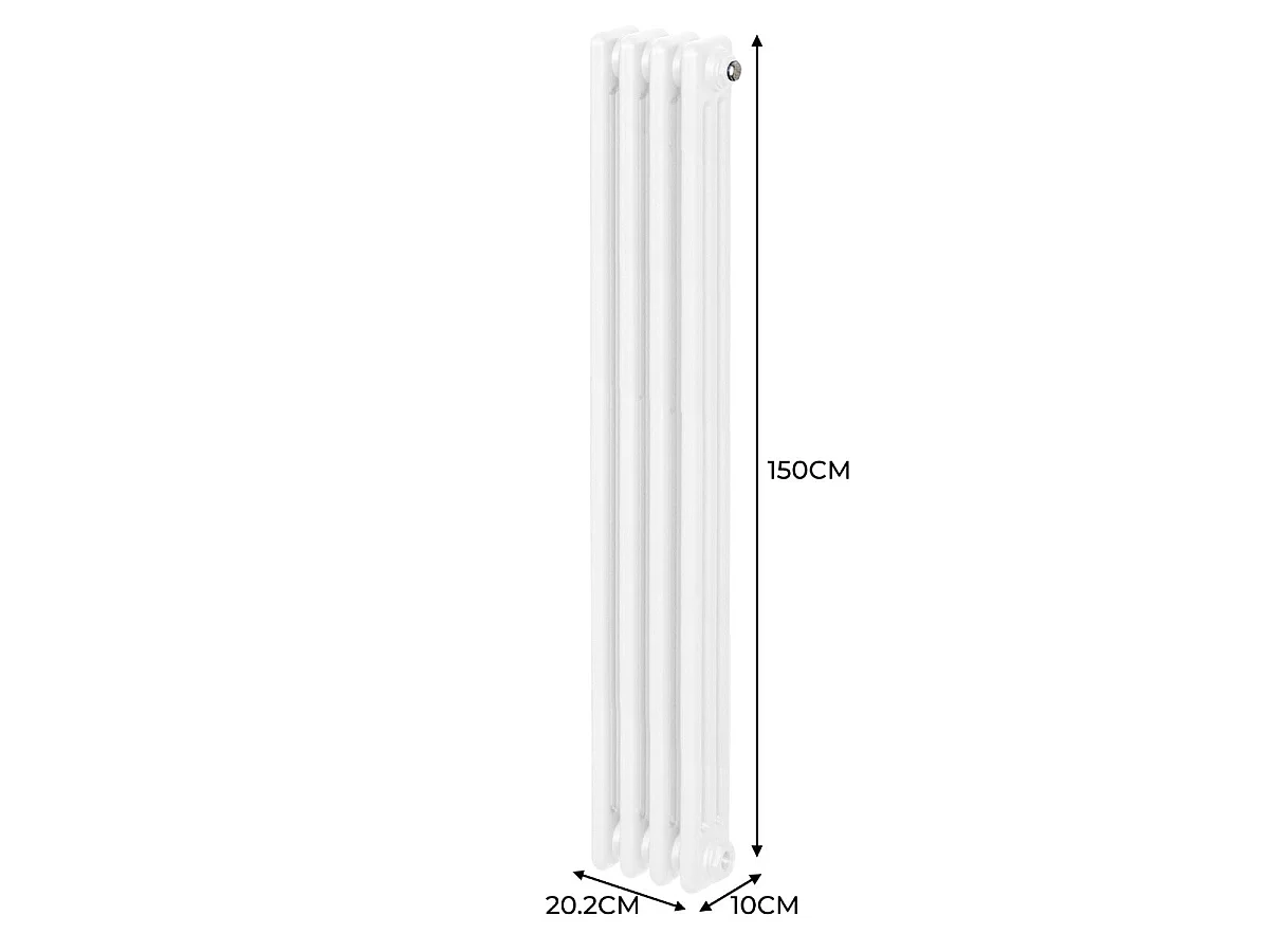 Tradycyjny grzejnik 3-kolumnowy - 1500 x 202 mm - biały
