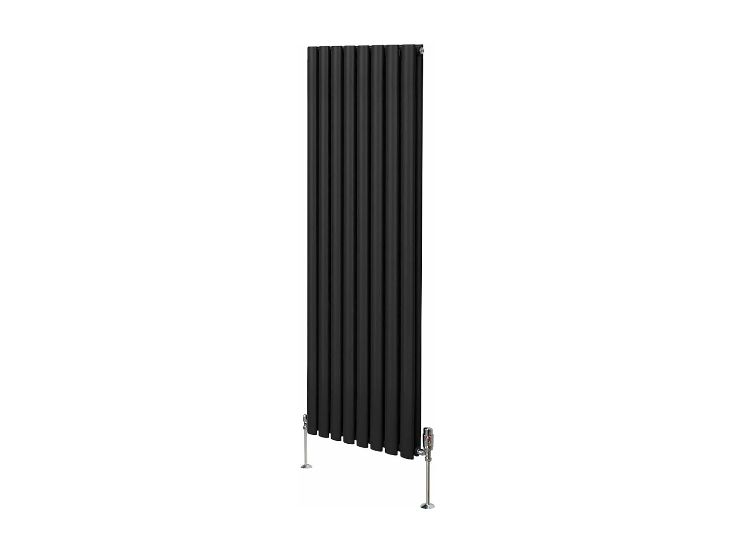 Radiatore a colonna ovale e valvole cromate TRV - 1600mm x 480mm - Nero