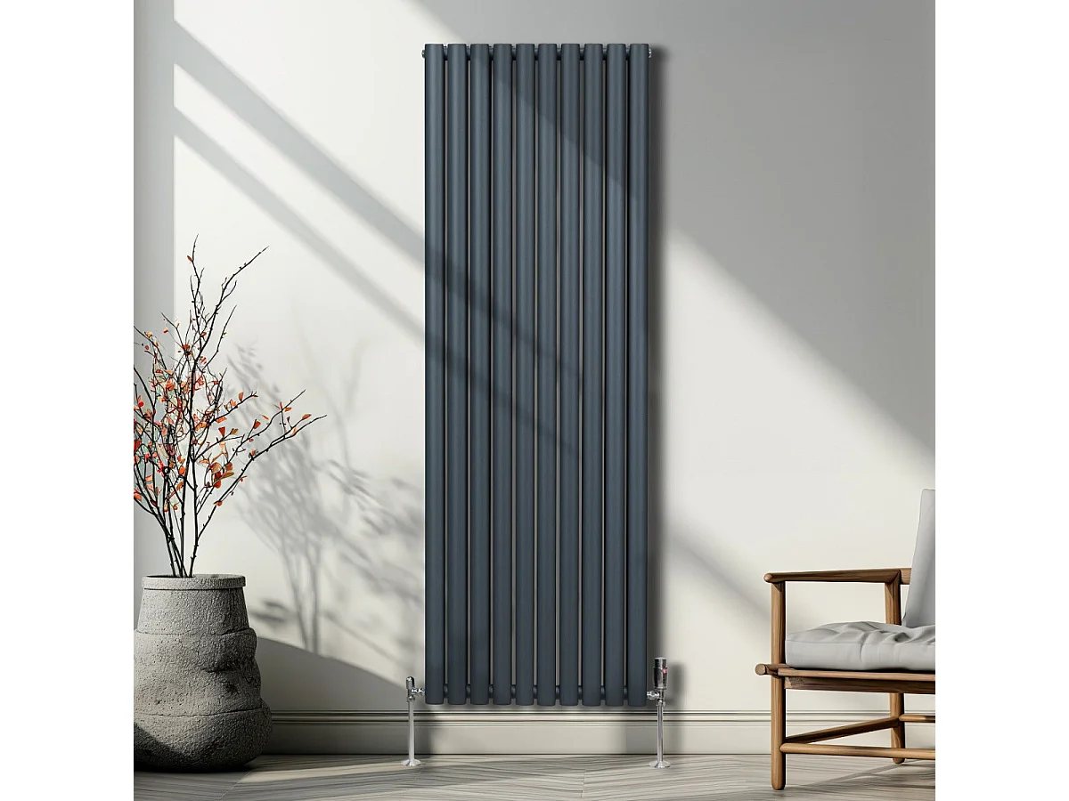 Grzejnik kolumnowy owalny – 1800 mm x 600 mm – antracytowo-szary
