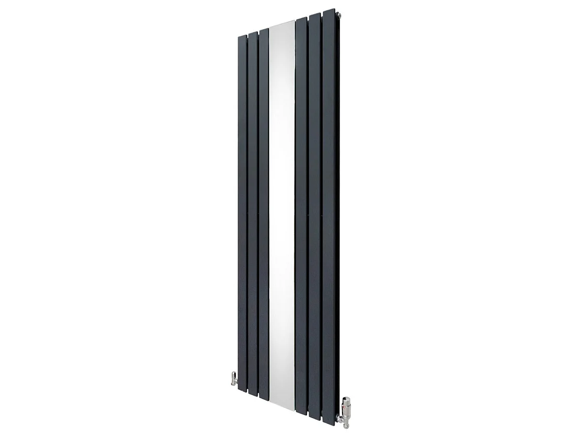 Flat Mirror Radiator & Valves - 1800mm x 565mm - Anthracite Grey
