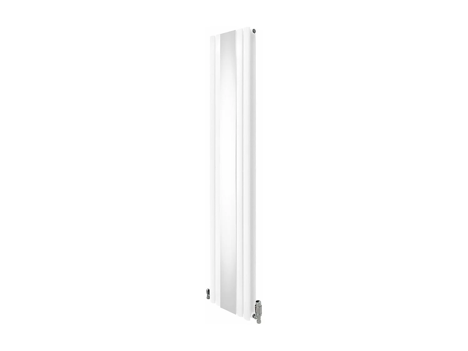 Radiatore e Valvole Cromate a Specchio Pannelli Ovali - 1800mm x 380mm - Bianco