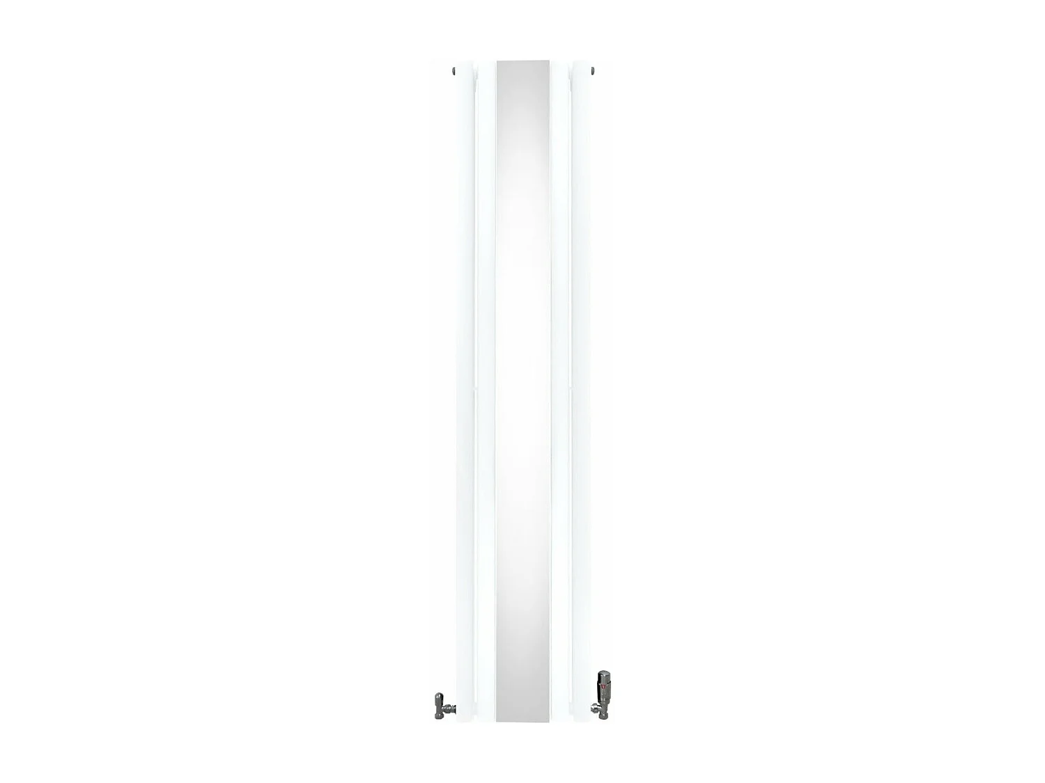 Radiatore e Valvole Cromate a Specchio Pannelli Ovali - 1800mm x 380mm - Bianco