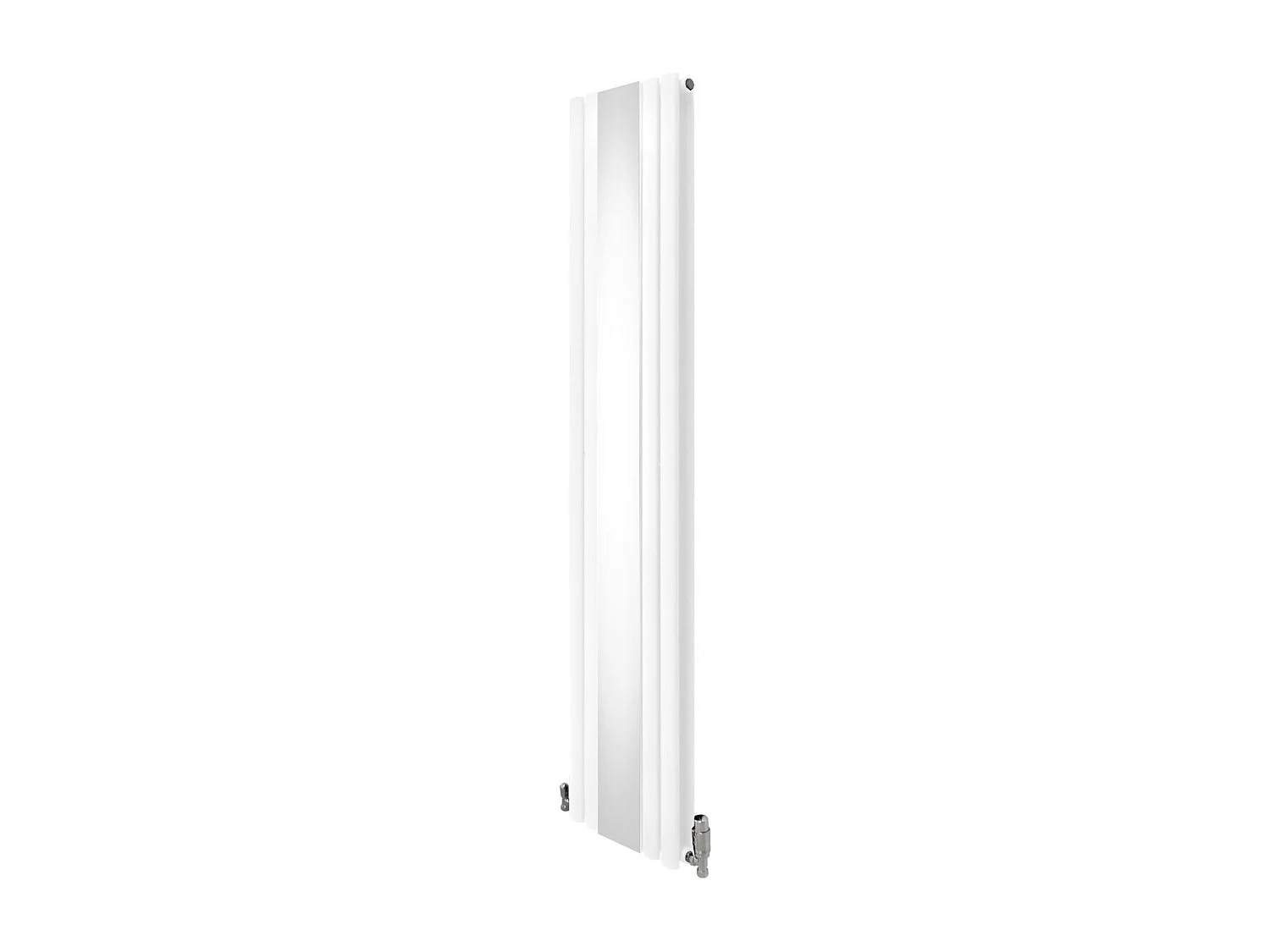 Owalny grzejnik lustrzany i zawory - 1800 mm x 380 mm - biały