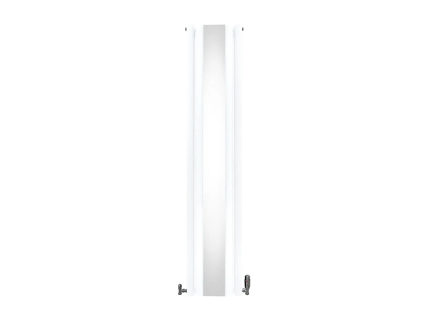 Owalny grzejnik lustrzany i zawory - 1800 mm x 380 mm - biały