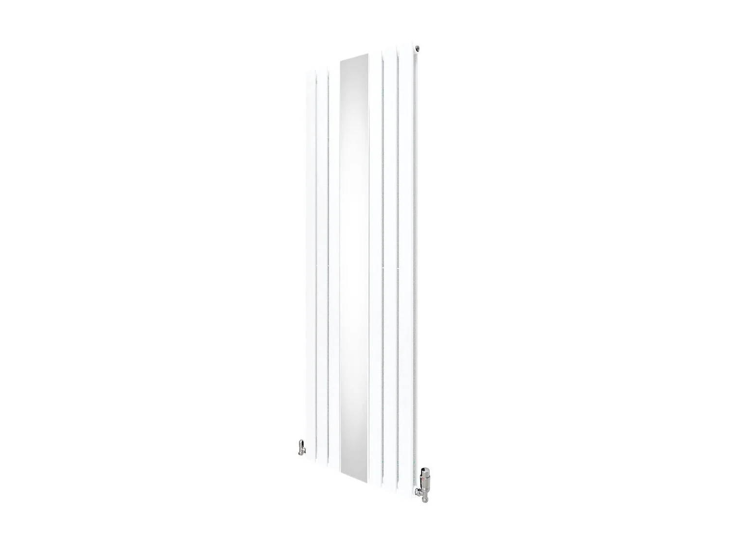 Grzejnik z płaskim lustrem i zaworami - 1800 mm x 565 mm - biały