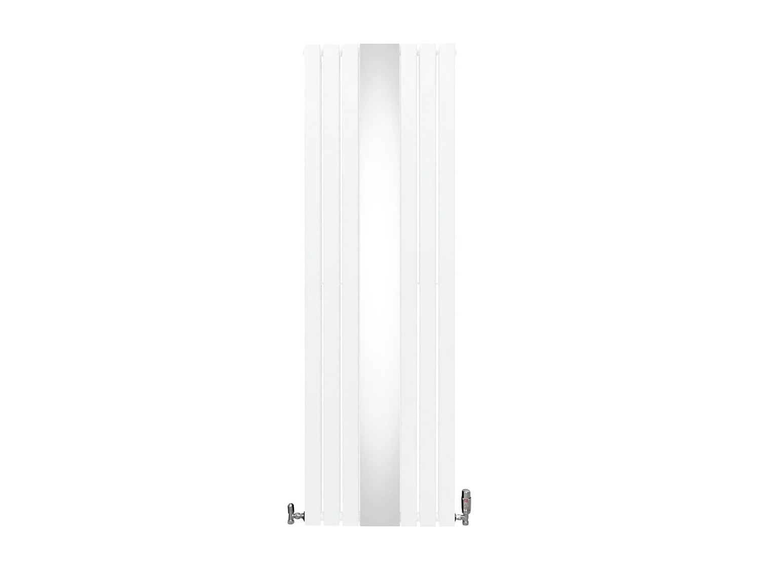 Grzejnik z płaskim lustrem i zaworami - 1800 mm x 565 mm - biały