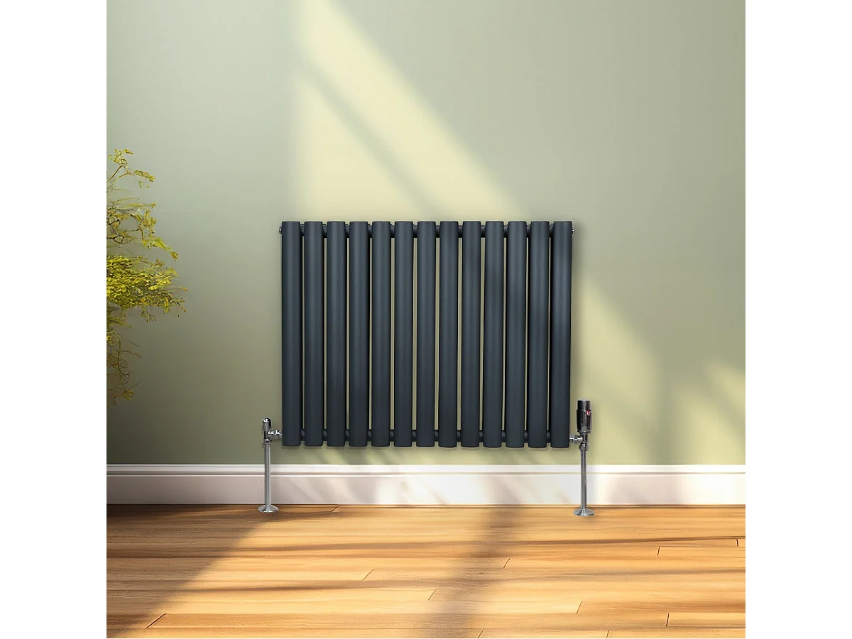 Radiador De Columna Ovalada Horizontal Gris Antracita 60cm x 78cm