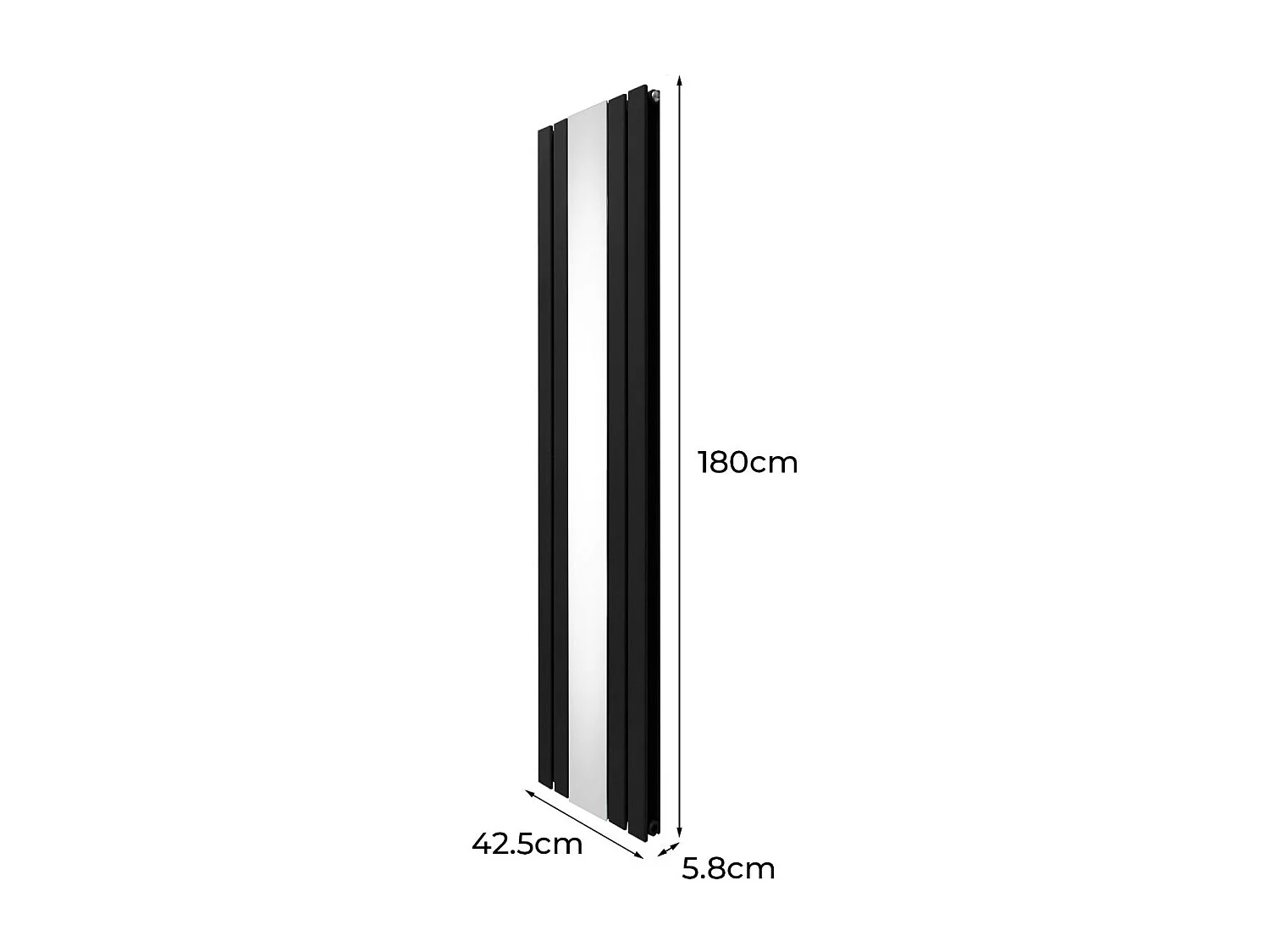 Flat Mirror Radiator - 1800mm x 425mm - Black