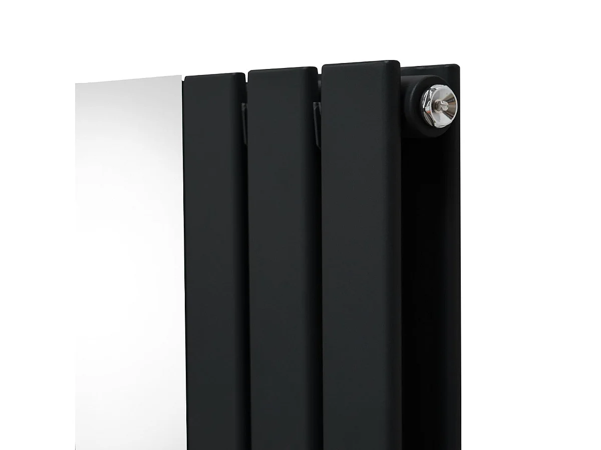 Litteä peilipatteri - 1800 mm x 425 mm - musta