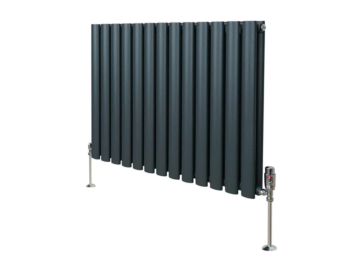 Grzejnik kolumnowy owalny z zaworami – 600 mm x 780 mm – antracytowo-szary