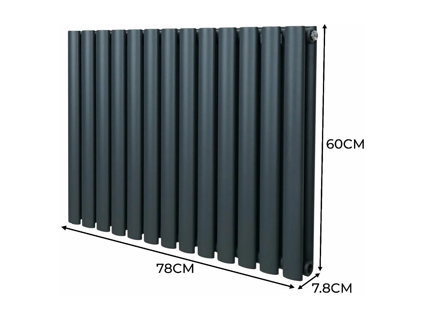 Grzejnik kolumnowy owalny z zaworami – 600 mm x 780 mm – antracytowo-szary