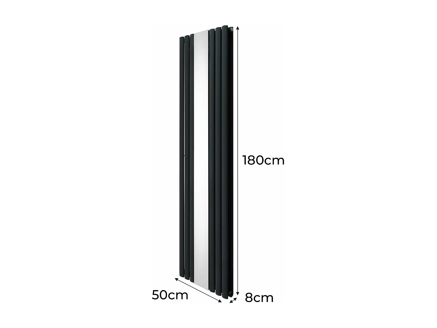 Radiateur à Colonne Ovale avec Miroir - 1800mm x 500mm – Gris Anthracite