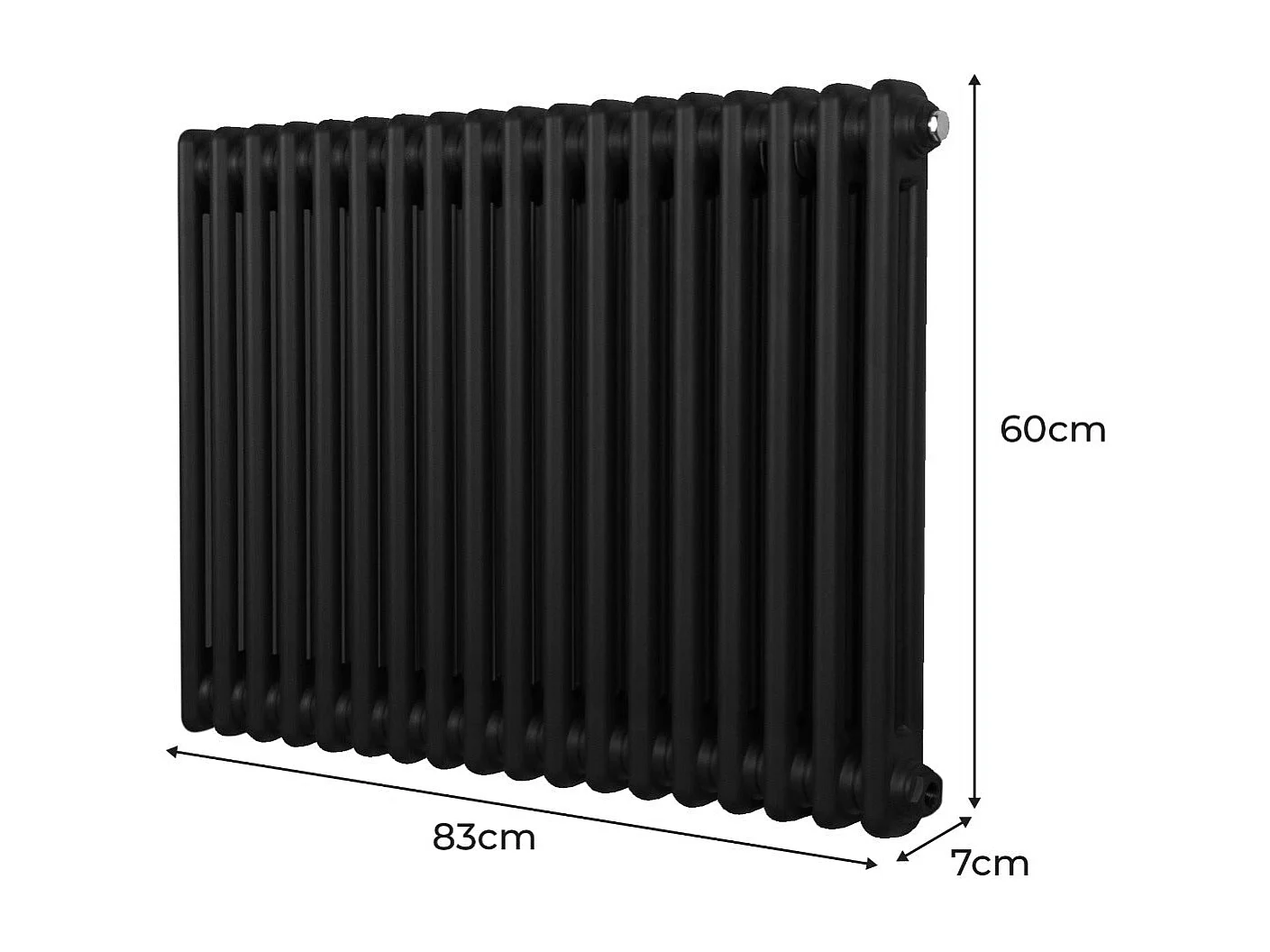 Radiatore Termosifone a 2 colonne - 600 x 832mm - Nero