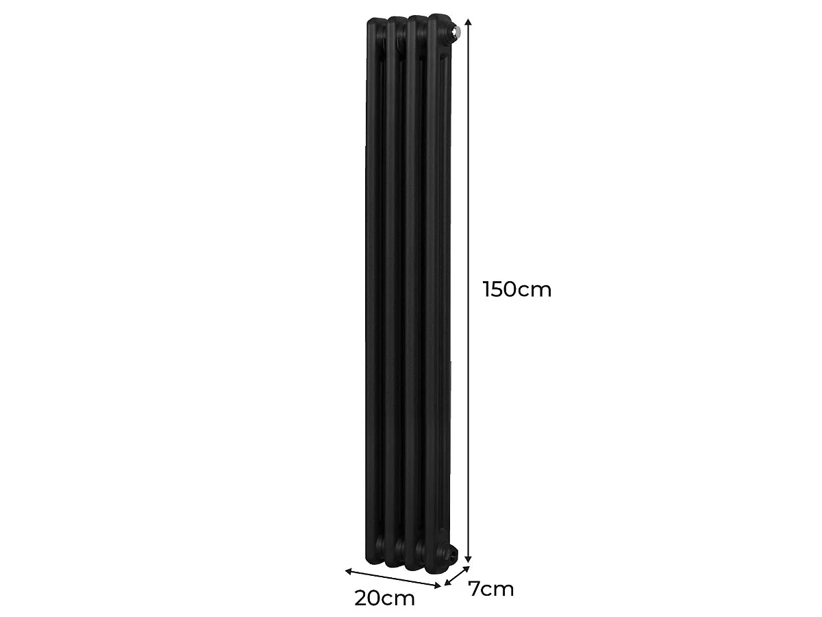 Radiateur Traditionnel à 2 Colonnes – 1500 x 202 mm – Noir