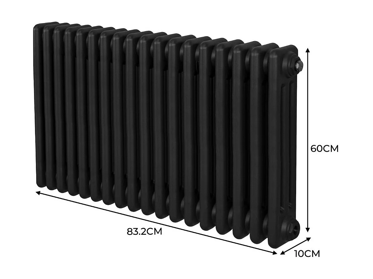 Tradycyjny grzejnik 3-kolumnowy - 600 x 832 mm - czarny