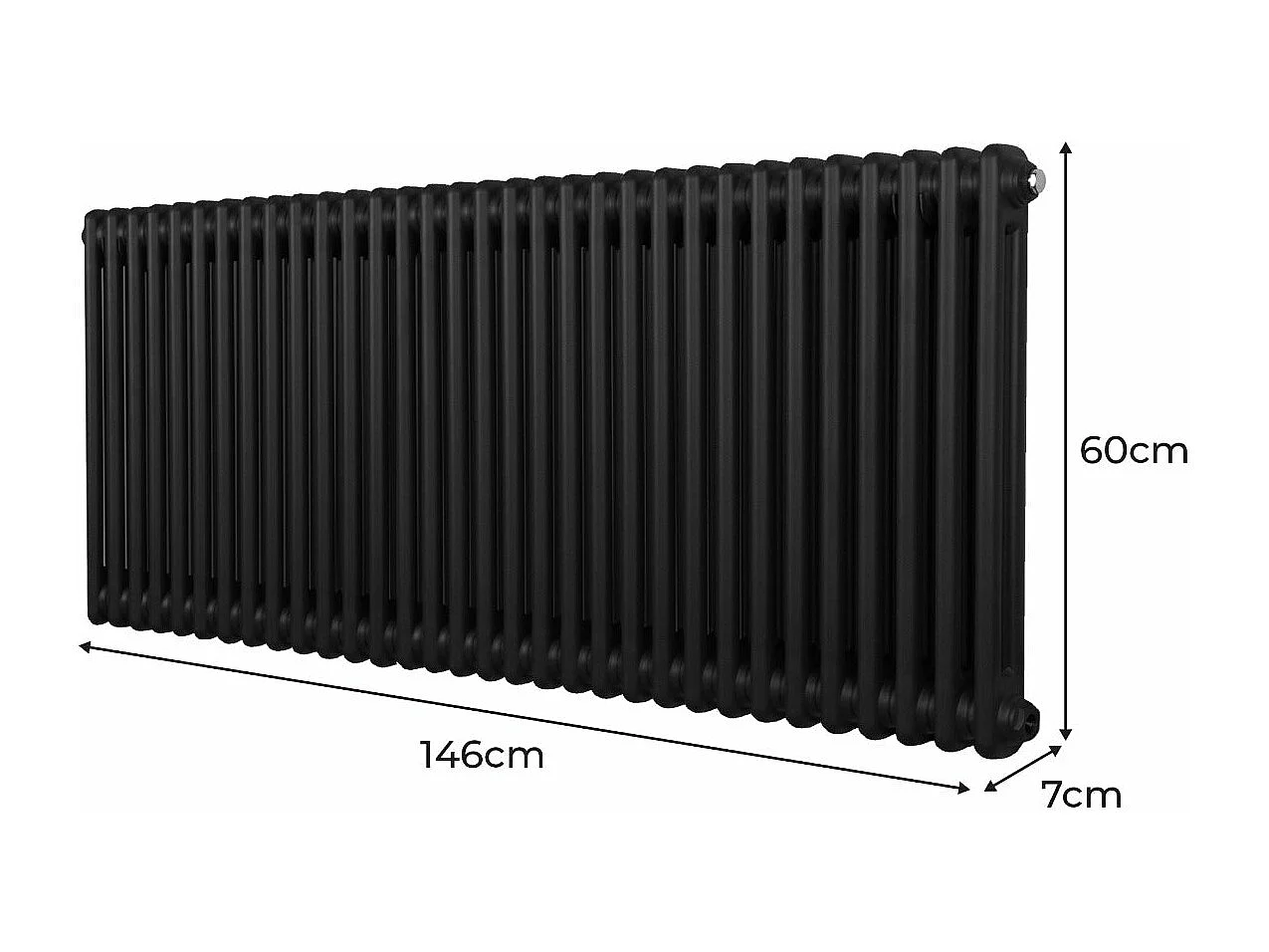 Radiateur Traditionnel à Double Colonne – 600 x 1462 mm – Noir