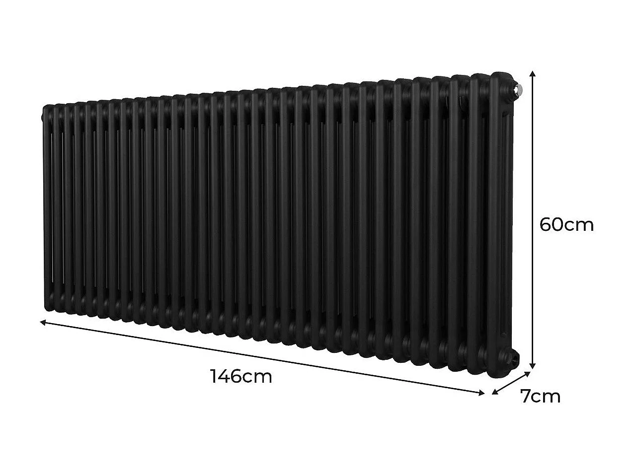 Tradycyjny grzejnik 2-kolumnowy - 600 x 1462 mm - czarny