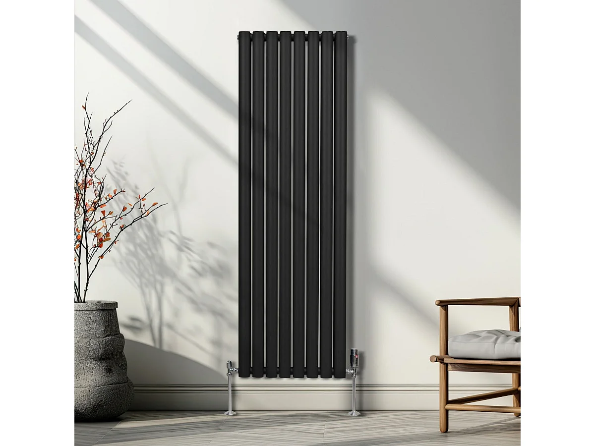 Radiador De Columna Ovalada Vertical Negro 160cm x 48cm