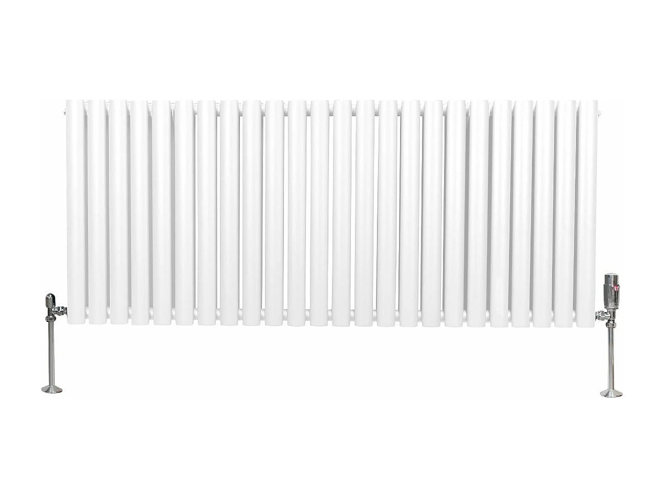 Radiatore a colonna ovale e valvole cromate TRV - 600 mm x 1440mm - Bianco