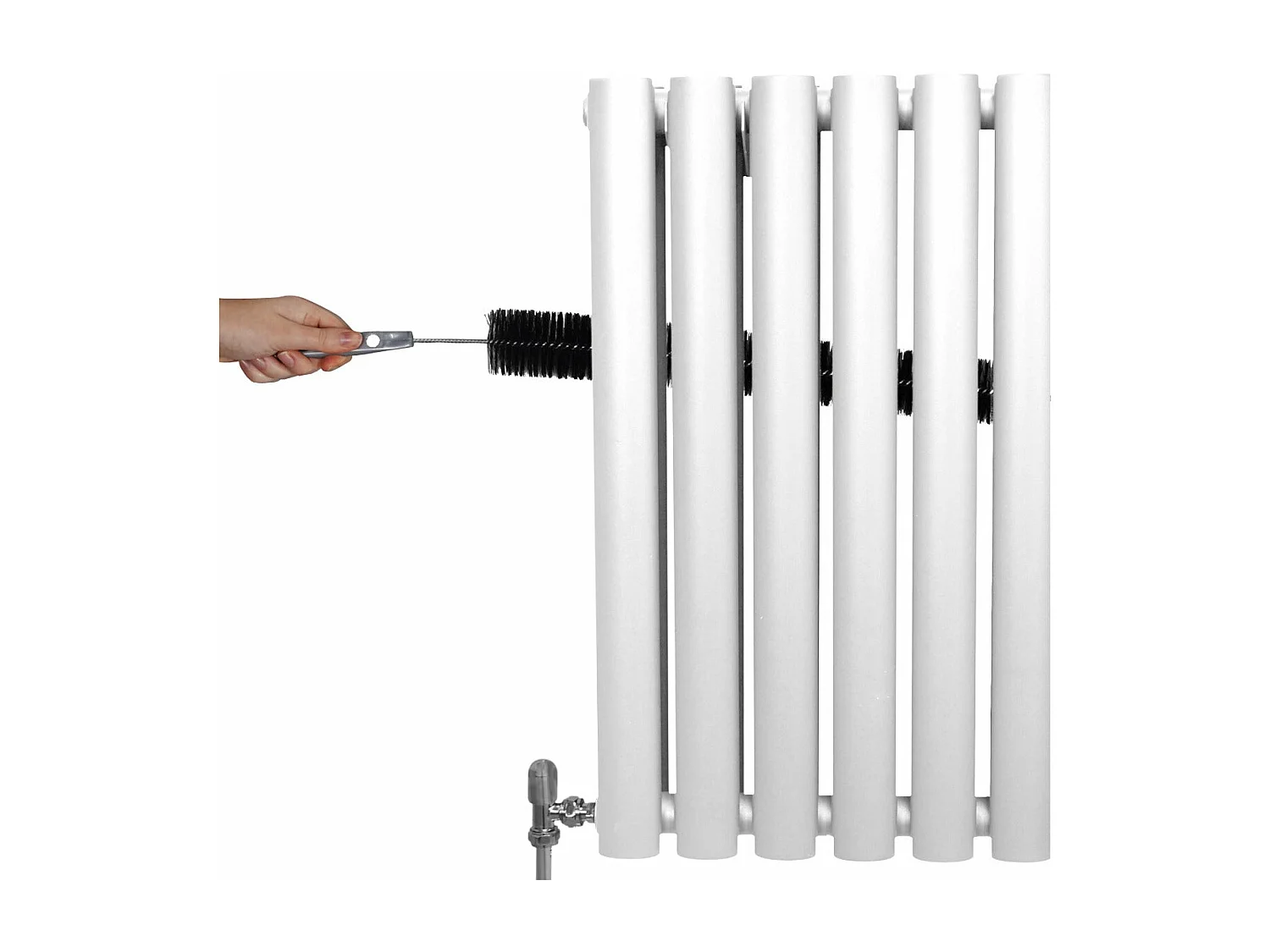 Radiatore a colonna ovale e valvole cromate TRV - 600 mm x 780mm - Bianco