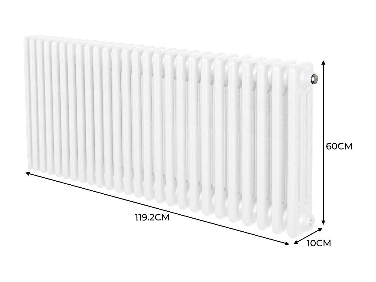 Radiatore Termosifone a 3 colonne - 600 x 1192mm - Bianco