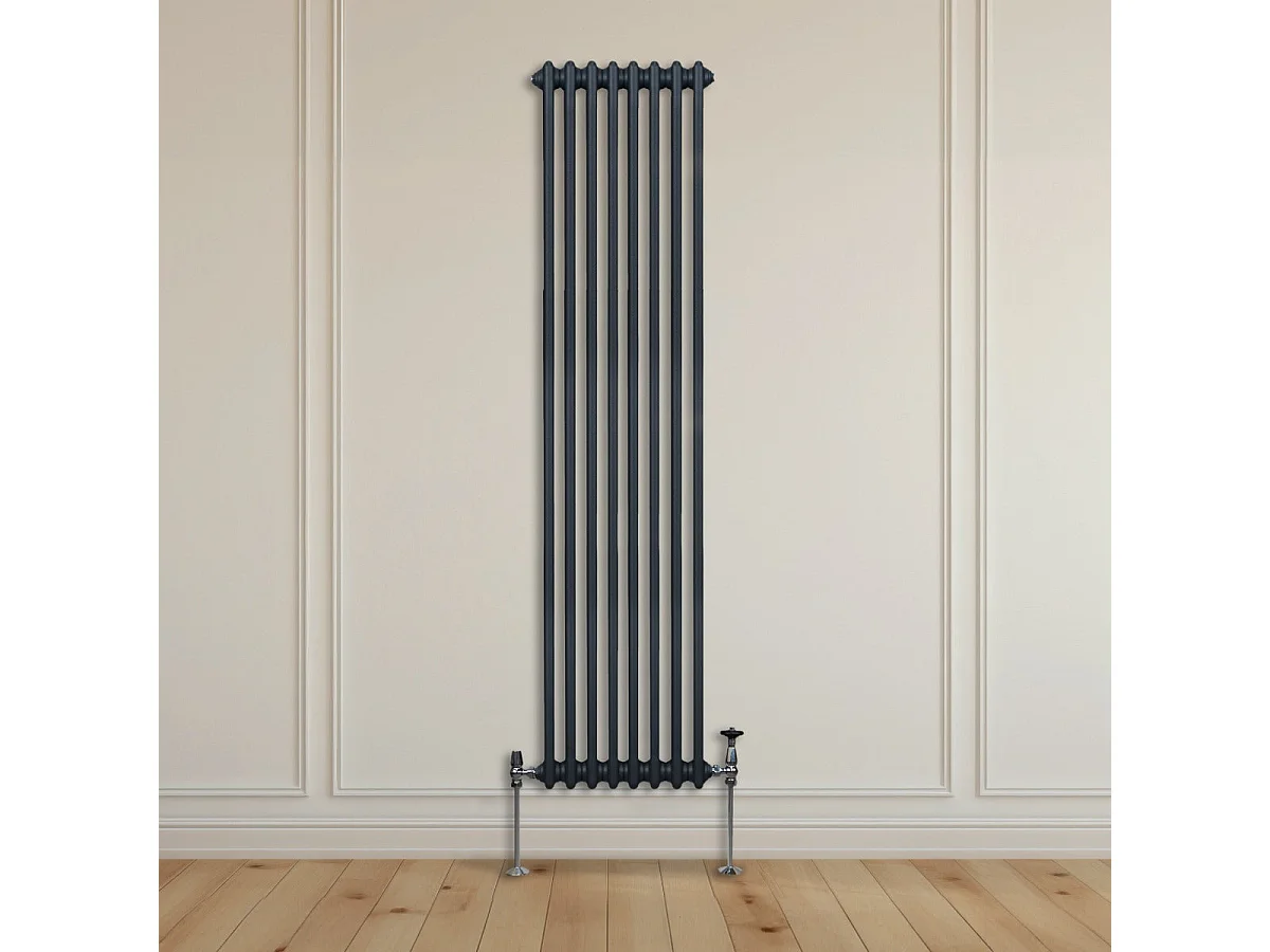 Tradisjonell 2-kolonne radiator - 1800 x 382 mm - antrasittgrå