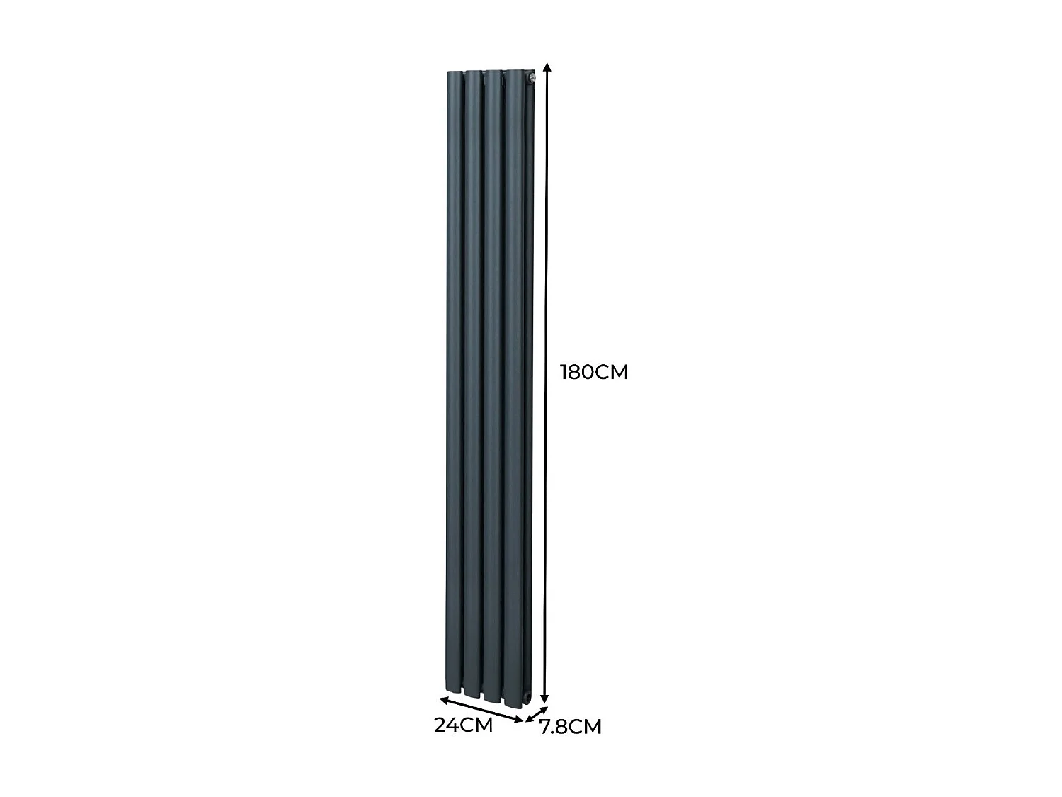 Grzejnik kolumnowy owalny – 1800 mm x 240 mm – antracytowo-szary