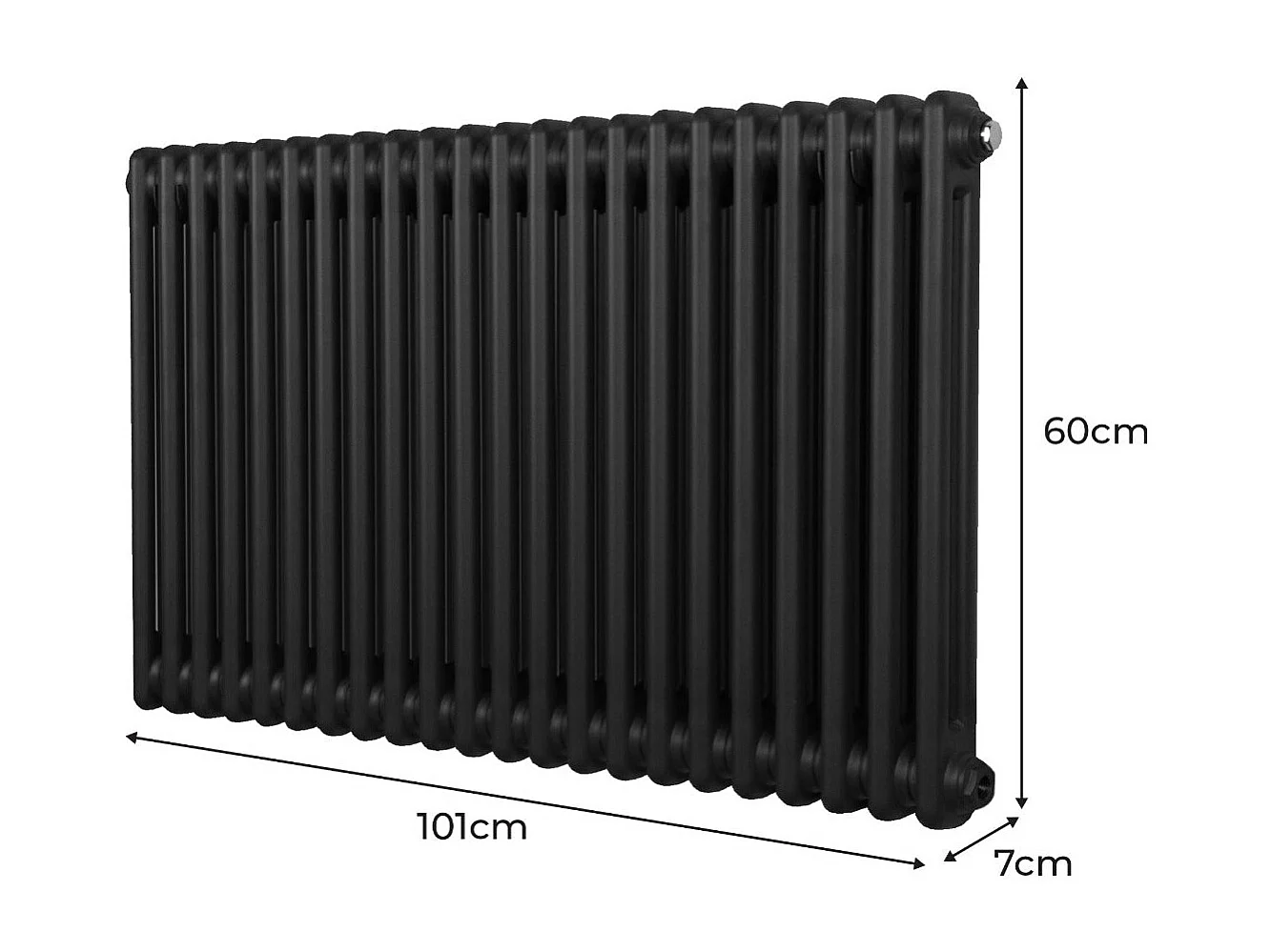 Traditional 2 Column Radiator - 600 x 1012mm - Black