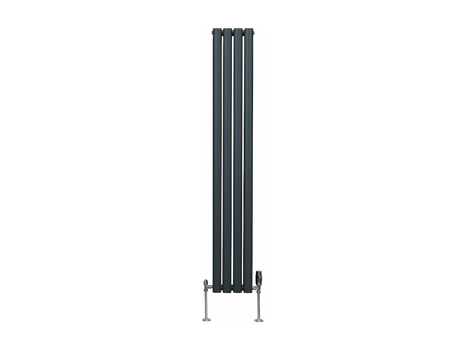 Radiateur à Colonne Ovale & Robinet Thermostatique Chromé - 1600mm x 240mm – Gris Anthracite