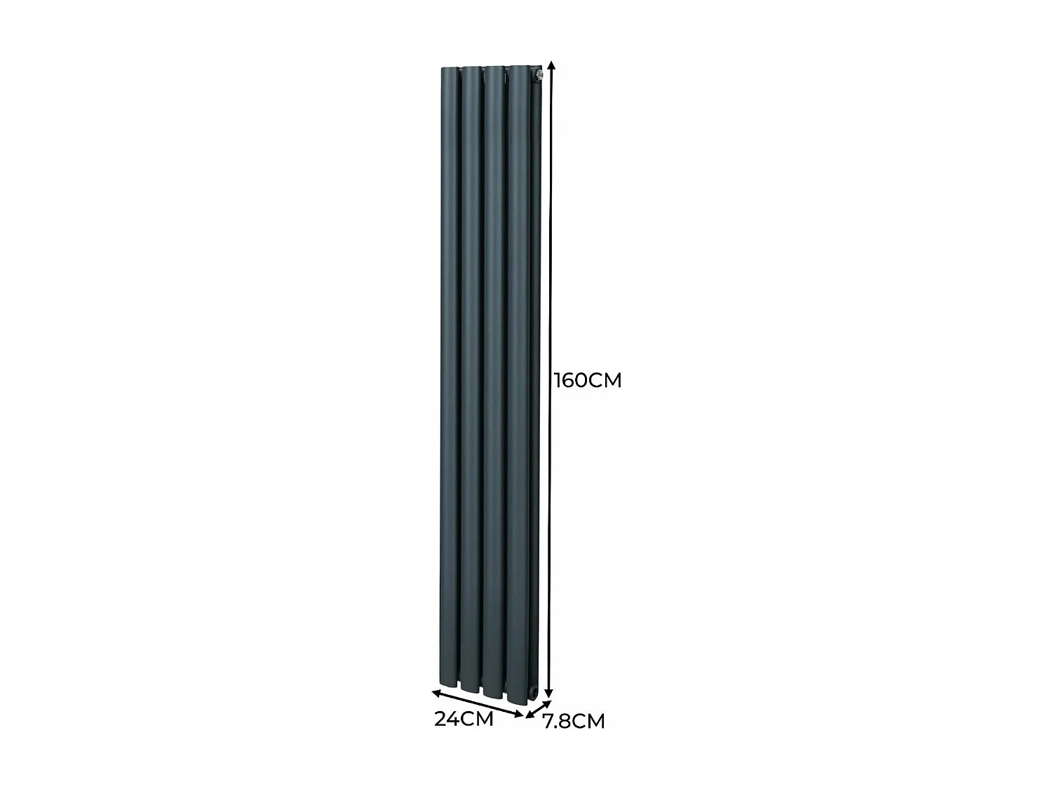Radiateur à Colonne Ovale & Robinet Thermostatique Chromé - 1600mm x 240mm – Gris Anthracite