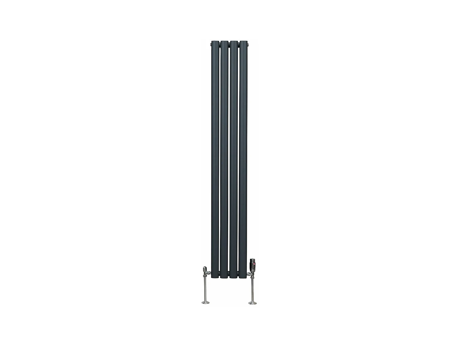 Radiateur à Colonne Ovale & Robinet Thermostatique Chromé - 1600mm x 240mm – Gris Anthracite