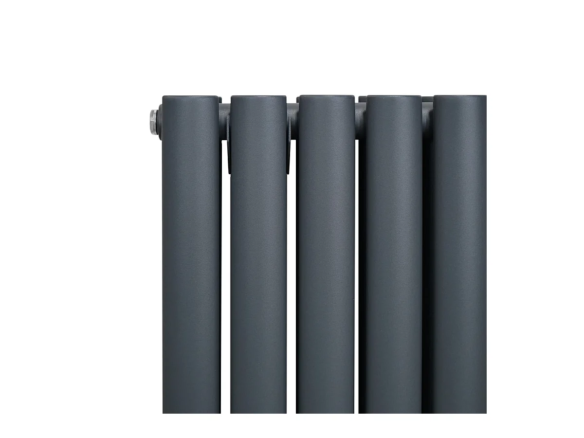 Radiateur à Colonne Ovale & Robinet Thermostatique Chromé - 1600mm x 240mm – Gris Anthracite
