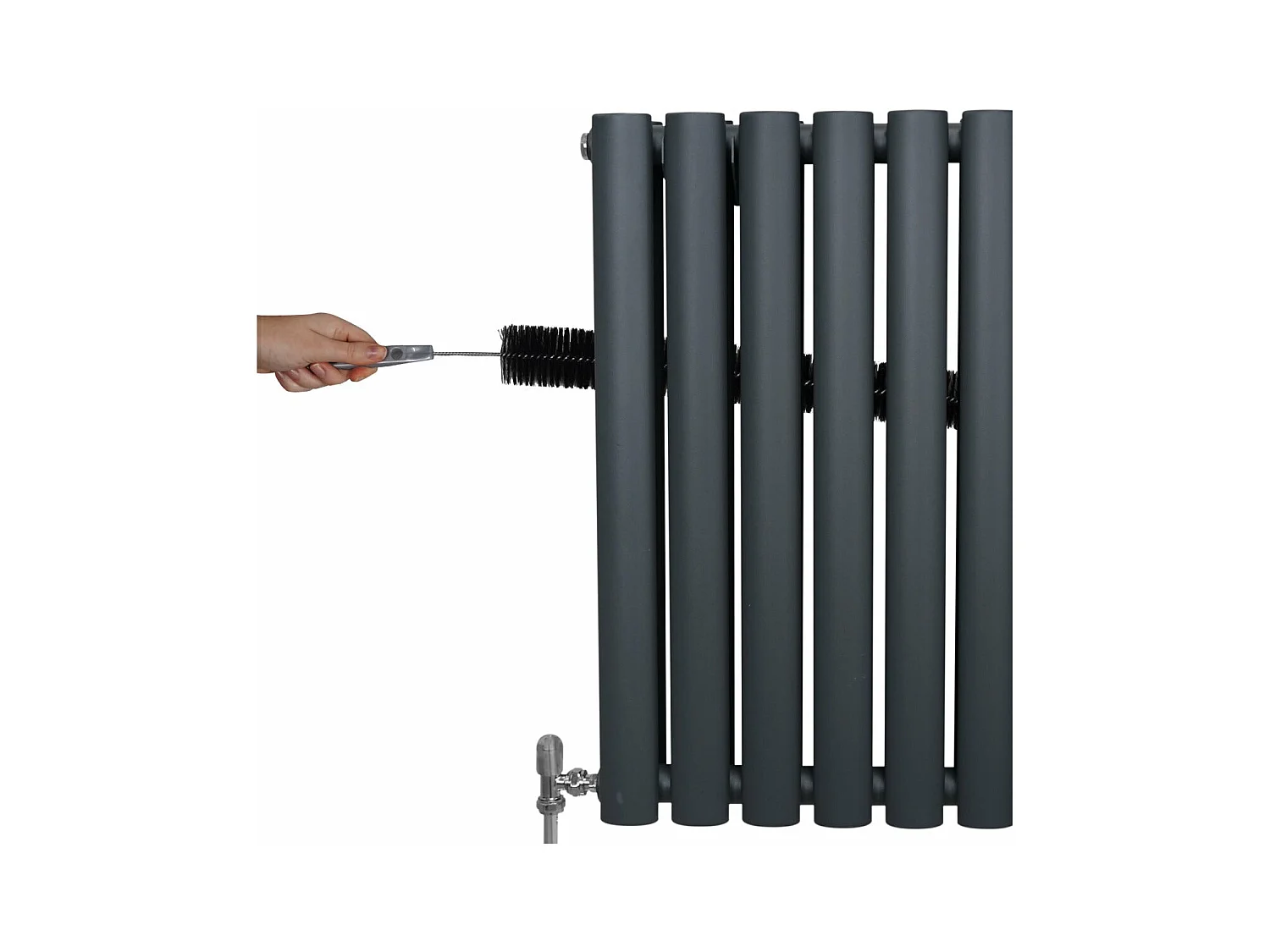 Radiateur à Colonne Ovale & Robinet Thermostatique Chromé - 1600mm x 240mm – Gris Anthracite